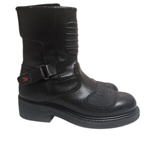 Honda Goldwing Motorcycle Boots Mens 7.5D Black Pull-On Moto Biker Riding